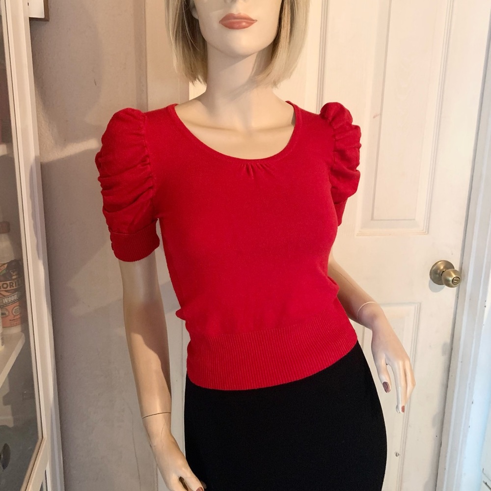 Gucci Red Puff Sleeve Top